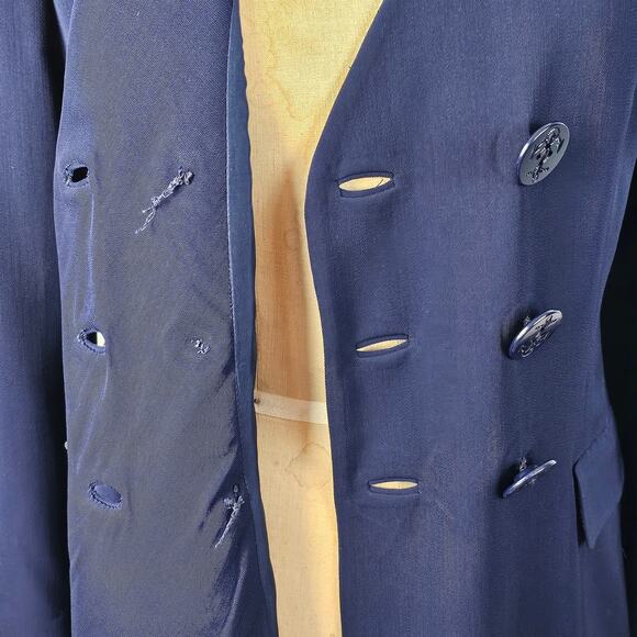 Jacket RARE Vintage Ralph Lauren 80s double breasted  navy blazer as is size 8 - Picture 7 of 16